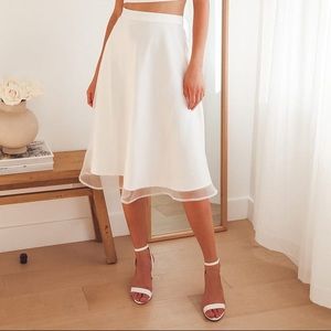 Lulus What a Darling White Organza Midi Skirt